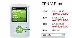 传闻成真 创新8GB版ZEN V Plus 约2102