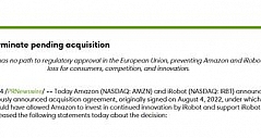欧盟反垄断机构出手 亚马逊宣布终止收购iRobot
